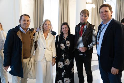 From left to right: Adolfo Blanco, Paz Recolons (A Contracorriente Films), Chloé Samaniego – Cultural and Audiovisual Attachée, Embassy of France in Spain, Albert Serra – Director, Eduardo Escudero – A Contracorriente Films